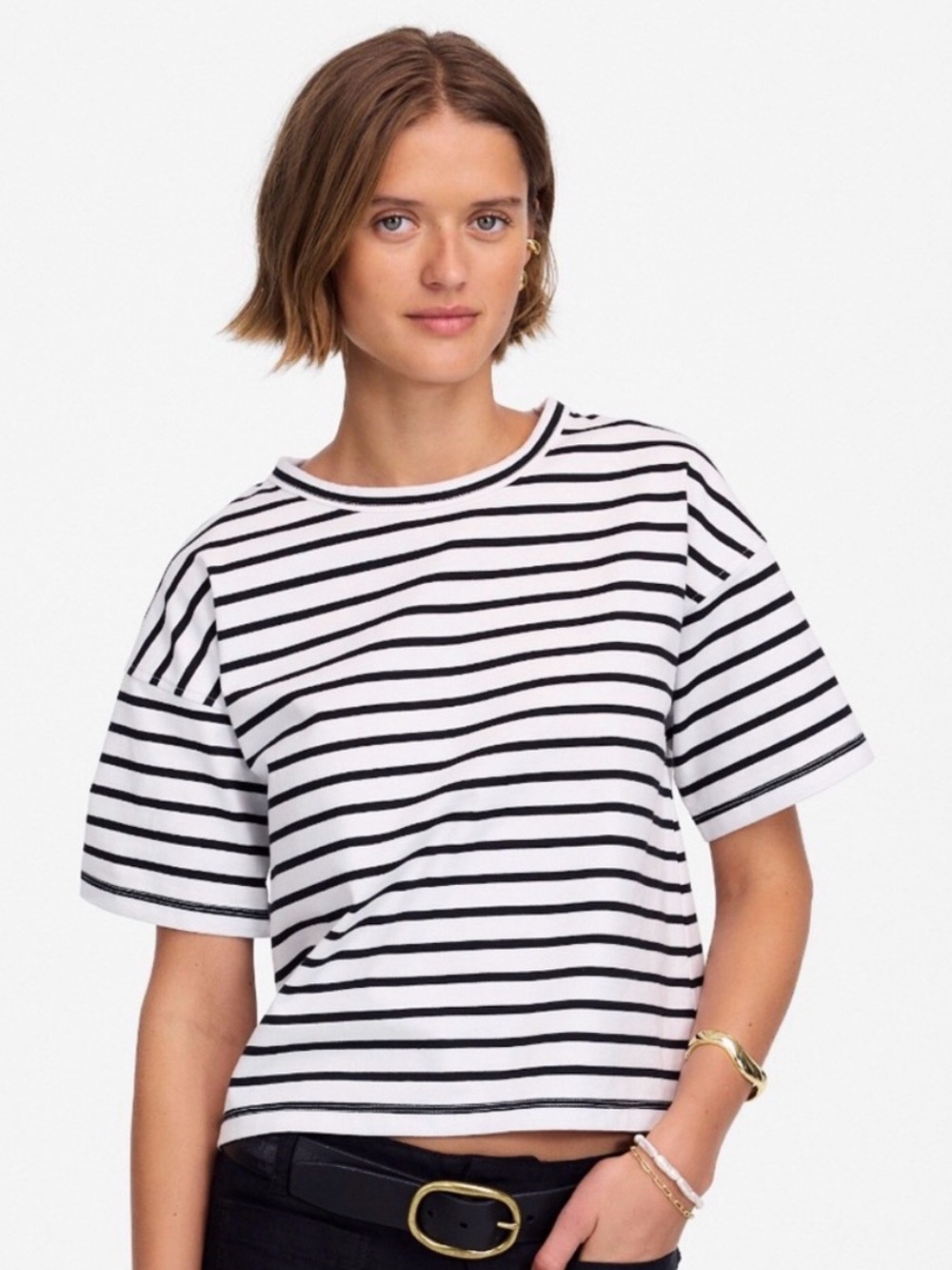 Madewell Black & White Striped Short Sleeve Tee